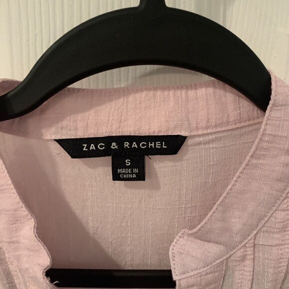 Zac‎ & Rachel Pink and Purple Ombré Blouse Size S Pockets V Neck Henley Office - Picture 2 of 11
